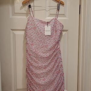 Nwt Bardot Blush Pink Ruched Dress